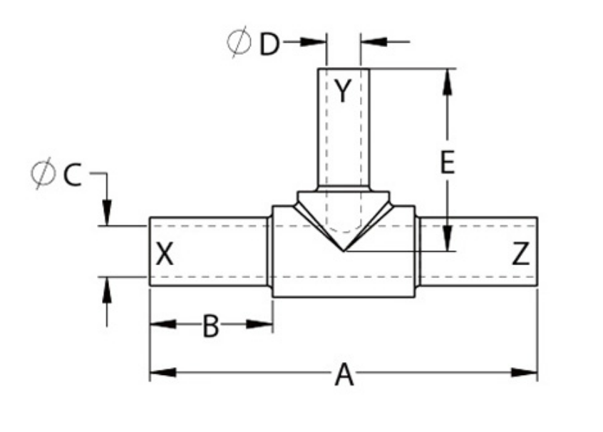PFA Welded Reducing Tee WTRA
