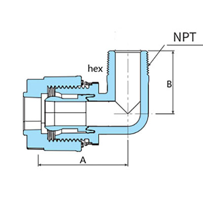 PFA入珠 90°外牙弯接头 MEA-3